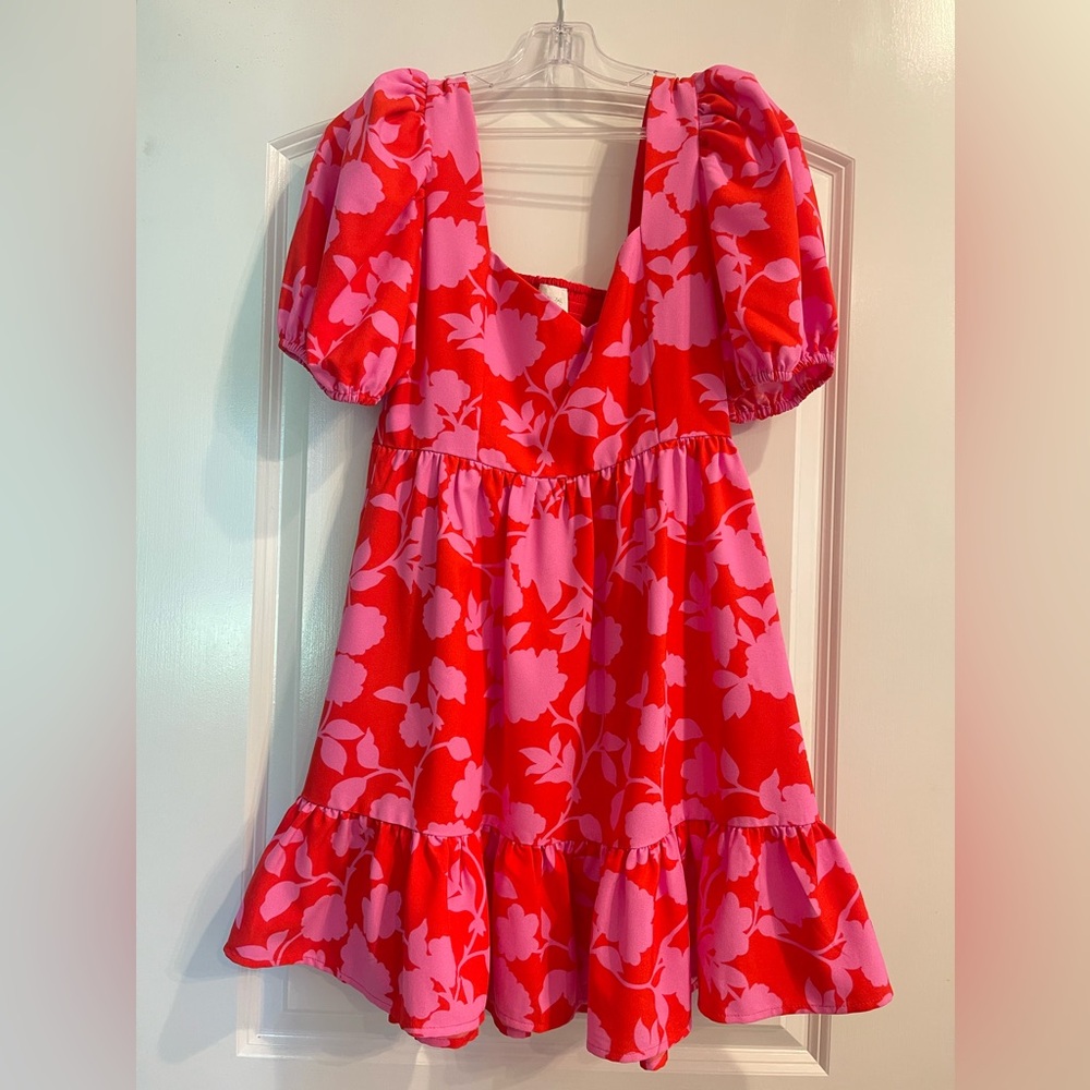 Floral Tropical Puff Sleeve Mini Dress